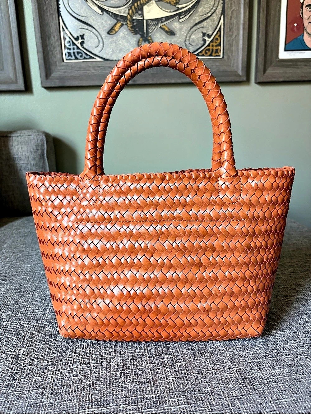 Madewell The Signature Woven Mini Tote Woven Tote in Orange